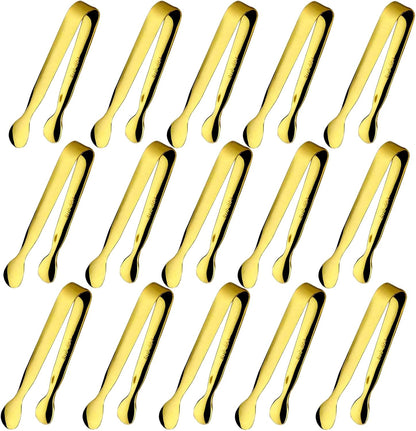 Ice Tongs Mini Sugar Tongs 4.25Inch Stainless Steel Kitchen Utensils Set,Small Serving Tong and Tiny Kitchen Tong for Appetizers,Tea Party, Coffee Bar, Desserts by Sunenlyst (Silver)