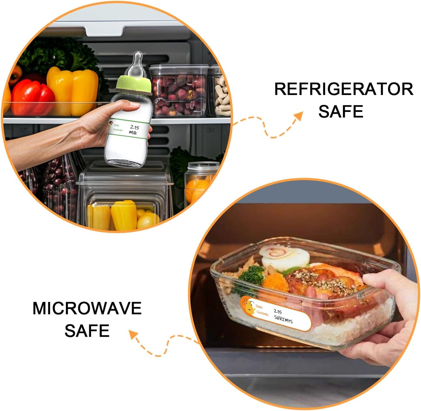 500pcs Food Labels,1 x 3 Inch Freezer Labels Removable for Food Containers, Mason Jar, Water/Oil/Tear Resistant,No Residue Food Storage Labels Perfect for Kitchen