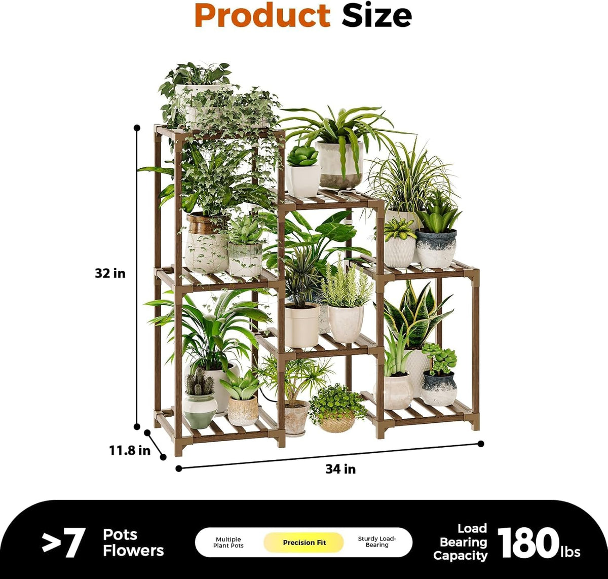 Bamworld Plant Stand Indoor Plant Shelf Outdoor Wood Plant Rack