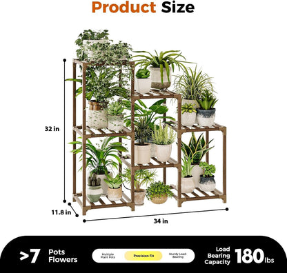 Bamworld Plant Stand Indoor Plant Shelf Outdoor Wood Plant Rack