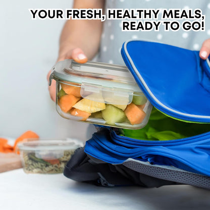Razab 6 PC Square Glass Food Storage Containers with Airtight lids (74, 40 & 18 oz) Kitchen Glass Meal Prep Containers Set for Freezer Reusable Leftover Lunch Boxes, Oven, Microwave, Dishwasher Safe
