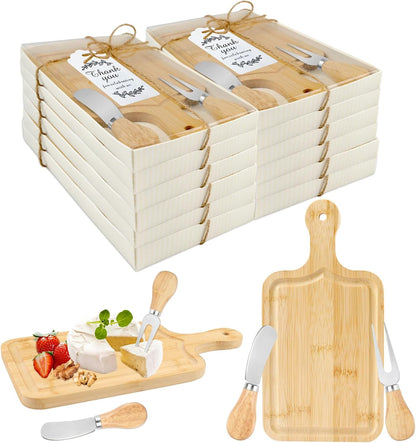 2 Sets Baby Shower Game Prizes for Winners, Bridal Shower Prizes for Guests, Cheese Board Gift Sets with Wood Mini Charcuterie Boards, Knives, Forks, Thank You Card & Gift Box