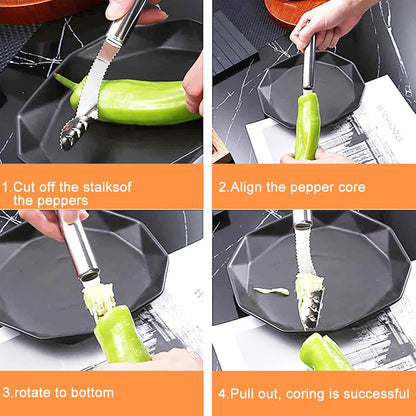 2pack Jalapeno Grill Rack with Handle and Chili Pepper Corer Tool