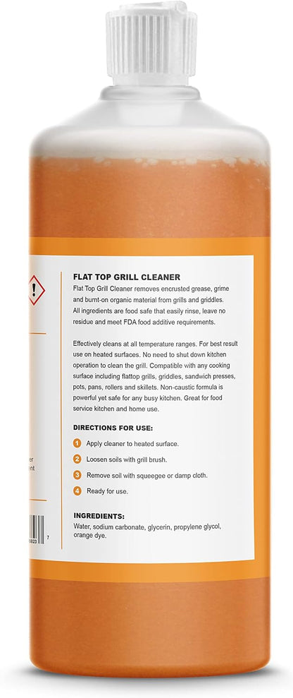 Flat Top Grill Cleaner – 32 fl oz | Griddle Cleaner, Removes Burnt-On Residue, Food Safe, Non-Caustic Formula, For Blackstone Grills