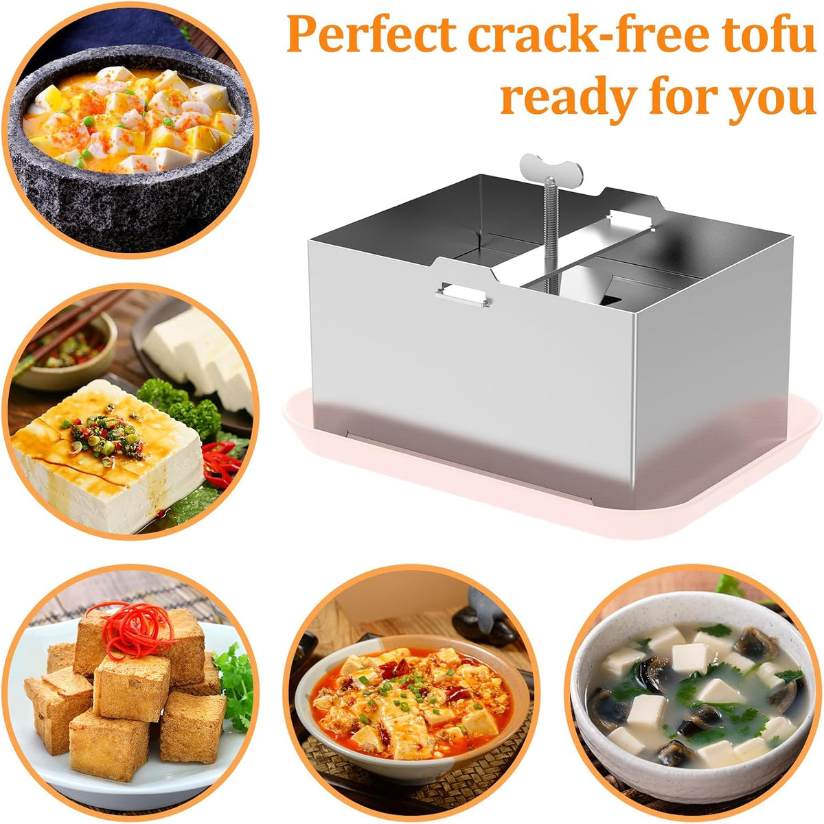 Tofu Press Kit Food Grade 304 Stainless Steel Tofu Maker with Gauze and Drip Tray Detachable and Pressure Adjustable Press Maker for Homemade Cheese yogurt(Large)