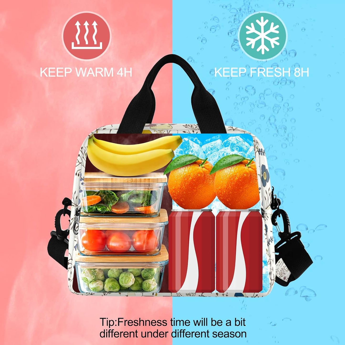 Colorful Leopard Insulated Lunch Bag Rainbow Animals Skin Print Reusable Cooler Lunch Tote Box with Shoulder Strap for Work Picnic School Beach