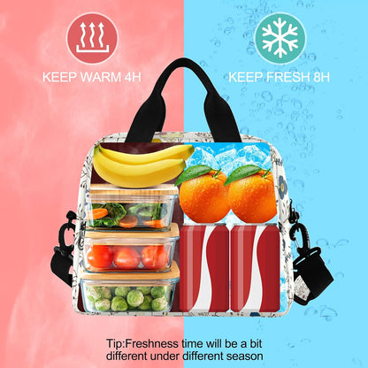 Colorful Leopard Insulated Lunch Bag Rainbow Animals Skin Print Reusable Cooler Lunch Tote Box with Shoulder Strap for Work Picnic School Beach