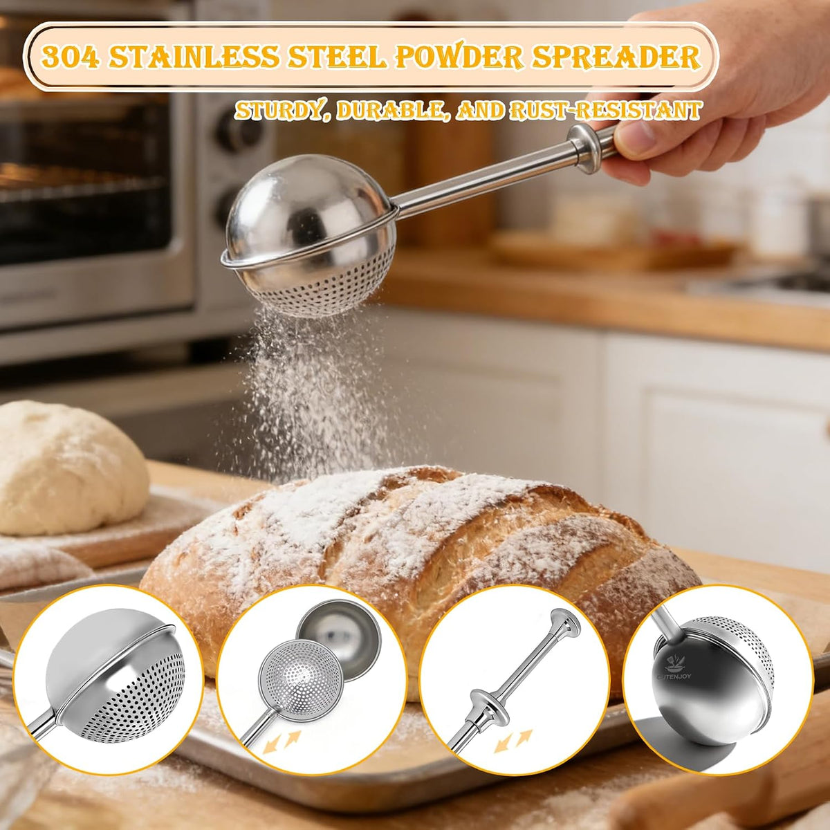 Bread Lame and Flour Duster Set, 304 Stainless Steel Sourdough Baking Tools