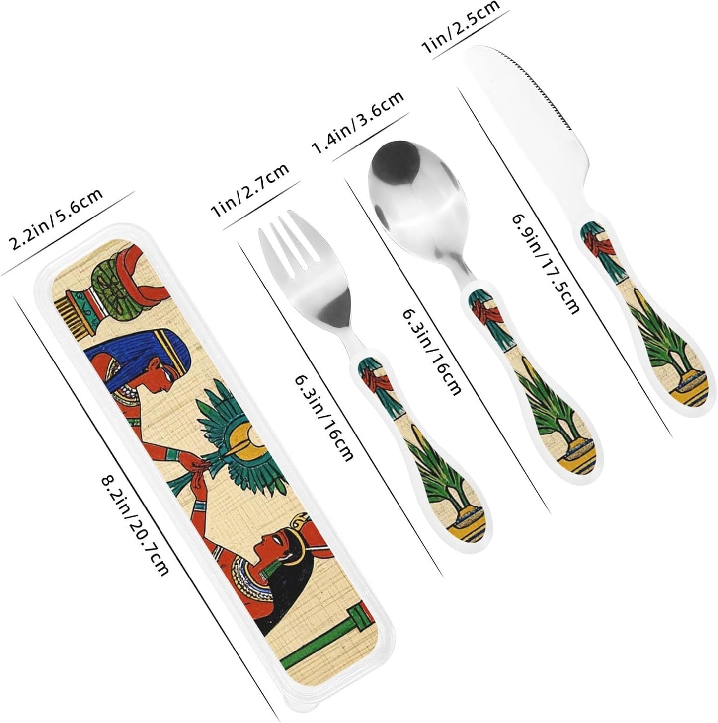 3-Piece Kids Silverware Set With Storage Case, Stainless Steel Reusable Children Safe Knife Spoon Fork Set Dreamy Jellyfish Print Children Flatware Set For Kids Lunch Box