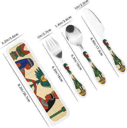 3-Piece Kids Silverware Set With Storage Case, Stainless Steel Reusable Children Safe Knife Spoon Fork Set Dreamy Jellyfish Print Children Flatware Set For Kids Lunch Box