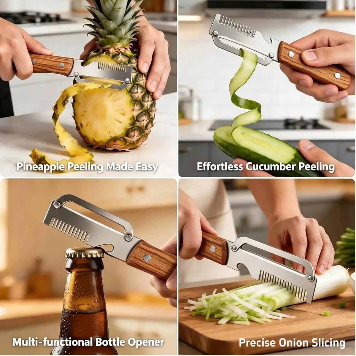 2PCS Vegetable Peeler with Bottle Opener and Green Onion Shredder