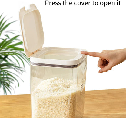 Airtight Rice Storage Bin Flour Storage Container 4.5L/4.75qt, Clear Food Container with Measuring Cup Airtight Lid for Kitchen Pantry Organization and Storage