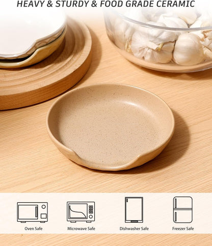 Ceramic Spoon Rest with Egg Cracker, Reactive Glaze Blue