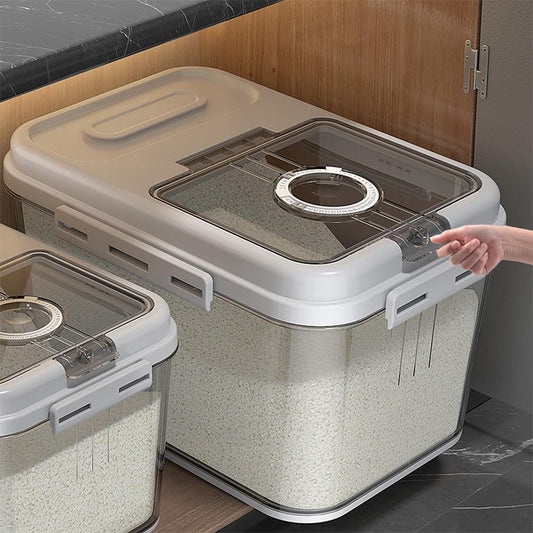 Rice Storage Bins,33LB Food Storage Container with PP Locking Lid,For Rice,Grain,Pet Food,Flour with Measuring Cup