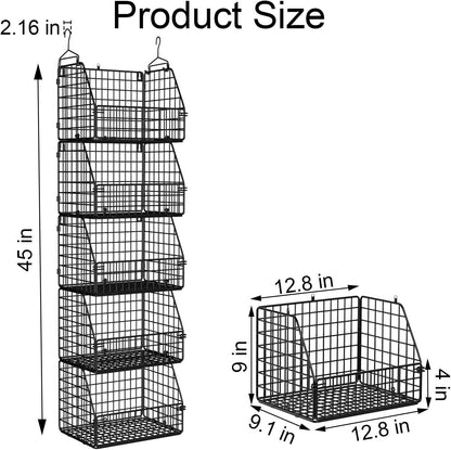 PUPPYCUTE Stackable Wire Storage Baskets for Kitchen Closet Pantry, Hanging Closet Organizers Storage Shelves Organization, Wall Mount Metal Basket Bins, Clothing Vegetable & Fruit Organizer 3 pcs