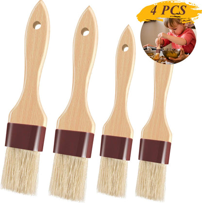 Pastry Brushes for Baking Basting Brush with Boar Bristles and Beech Hardwood Handles Culinary Oil Brush for Barbecue Butter Grill BBQ Sauce Baster Marinade Kitchen Food Cooking Brushes (1 inch)