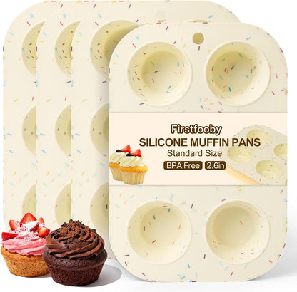 2 Pack Silicone Muffin Pan for Baking, Regular Size Nonstick Cupcake Pan, 6-Cup Silicone Muffin Tin BPA Free Dishwasher Safe, Great for Muffin Cupcake Brownie Egg Tart