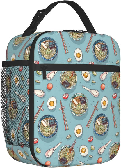 Reusable Sea Otter and Water Lily Lunch Box for Kids Girls Boys Women Adult, Insulated Cute Lunch Bag,Polyester Cooler Handbags Case for School Picnic Work Travel Outdoor Beach or Hiking