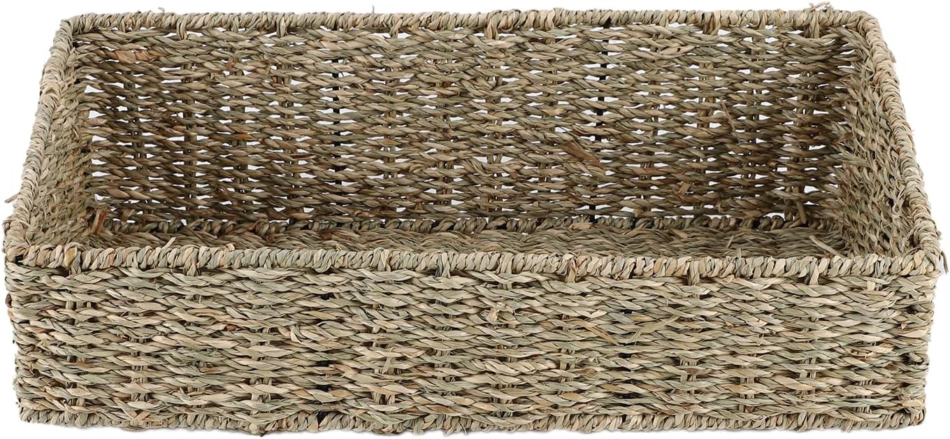 YAHUAN Hand Woven Water Hyacinth Baskets for Organizing Woven Trapezoid Basket Pantry Baskets Trapezoid Storage Bin for Shelves, Pantry, Closet and Home Decor (Water Hyacinth)