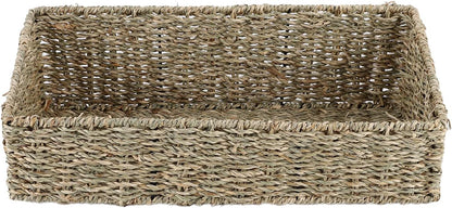 YAHUAN Hand Woven Water Hyacinth Baskets for Organizing Woven Trapezoid Basket Pantry Baskets Trapezoid Storage Bin for Shelves, Pantry, Closet and Home Decor (Water Hyacinth)
