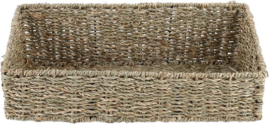 YAHUAN Hand Woven Water Hyacinth Baskets for Organizing Woven Trapezoid Basket Pantry Baskets Trapezoid Storage Bin for Shelves, Pantry, Closet and Home Decor (Water Hyacinth)