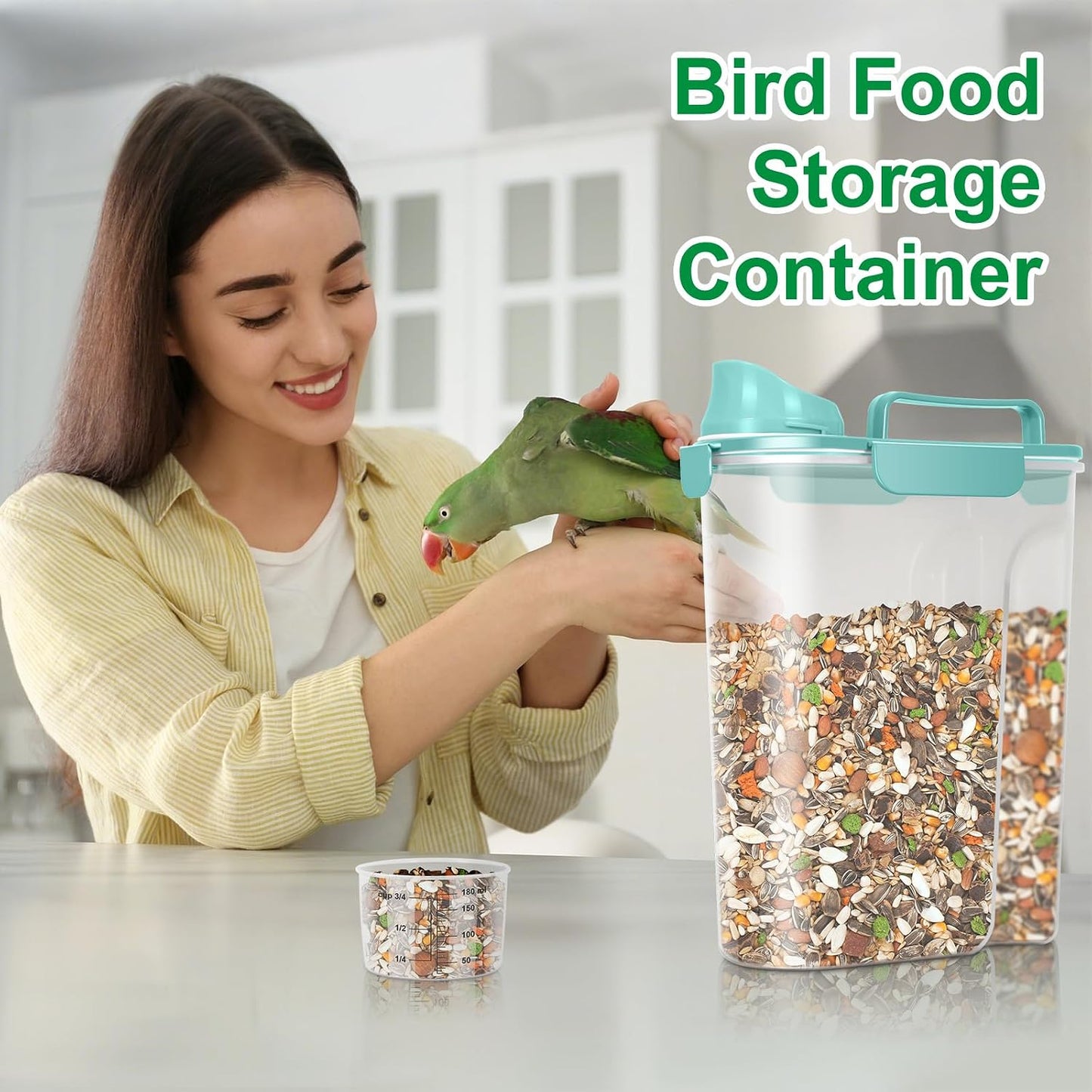 TBMax Pet Food Storage Containers 2 Pack 8-10 Lbs Airtight Dog Food Container Dispenser with Large Spout & Portable Handle, Travel Dog Treat Cat Food Storage Bin Bird Seed Container