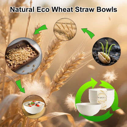 Wrova Wheat Straw Bowls for Kitchen set of 6,Anti-Scald Thick Soup Bowls 40oz,Microwave and Dishwasher Safe Bowl Sets, Unbreakable Cereal Bowl Sets. Vibrant Series