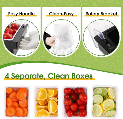 Ice Cooled Condiment Serving Container Fruit Veggie Condiment Caddy Plastic Garnish Station with Lid for Fruit,Ice Cream,Salad Bar-Topping Organizer for Restaurant Supplies (3 Compartments)