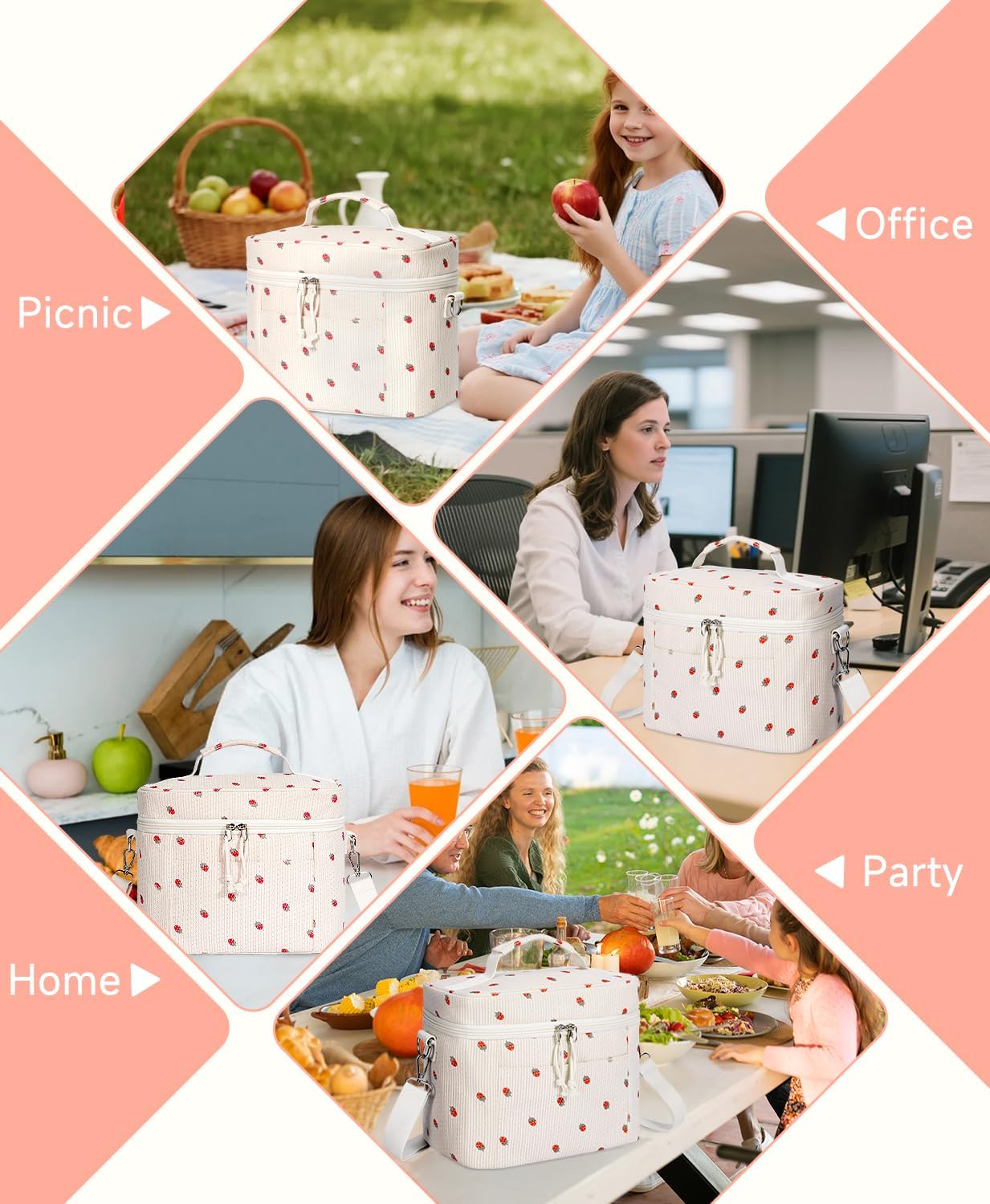 HowFly Lunch Bag Women Lunch Box for Women Cute Corduroy Insulated Lunch Bag Adult Large Cooler Lunch Tote Bags for Work Picnic Beach, Blue