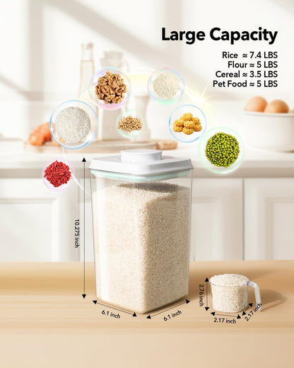 Ankou Food Storage Container Sets, 2.8 Qt *2+ 4.2 Qt *4 Airtight Canisters with Lids and 130ml Scoop, BPA-Free Plastic Pantry Containers for Flour, Sugar, Rice