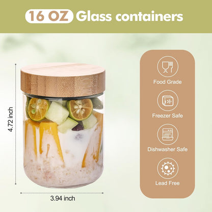 8-Piece 36oz Glass Meal Prep Container Set Clear Glass Food Storage Containers Set, Airtight Food Storage Containers for Coffee, Sugar, Flour, Spices, BPA-Free