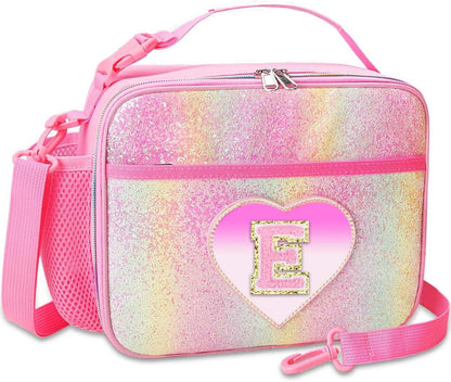 RHCPFOVR Kids Initial Lunch Bag - Insulated Lunch Box for Boys Girls,Washable Lunch Bag and Reusable Toddler Leak-proof Lunchbox for School and Daycare - Colors A