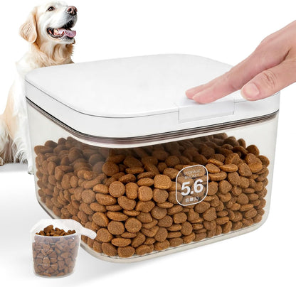 LEAWALK 10Lbs/10.57Qt Airtight Dog Cat Food Storage Container and Dog Treat Containers BPA-Free, PET Clear Stackable Pet Storage Bin, Pop Top, 1-Cup Scoop for Pet Food/Rice/Flour/Bread/Grains