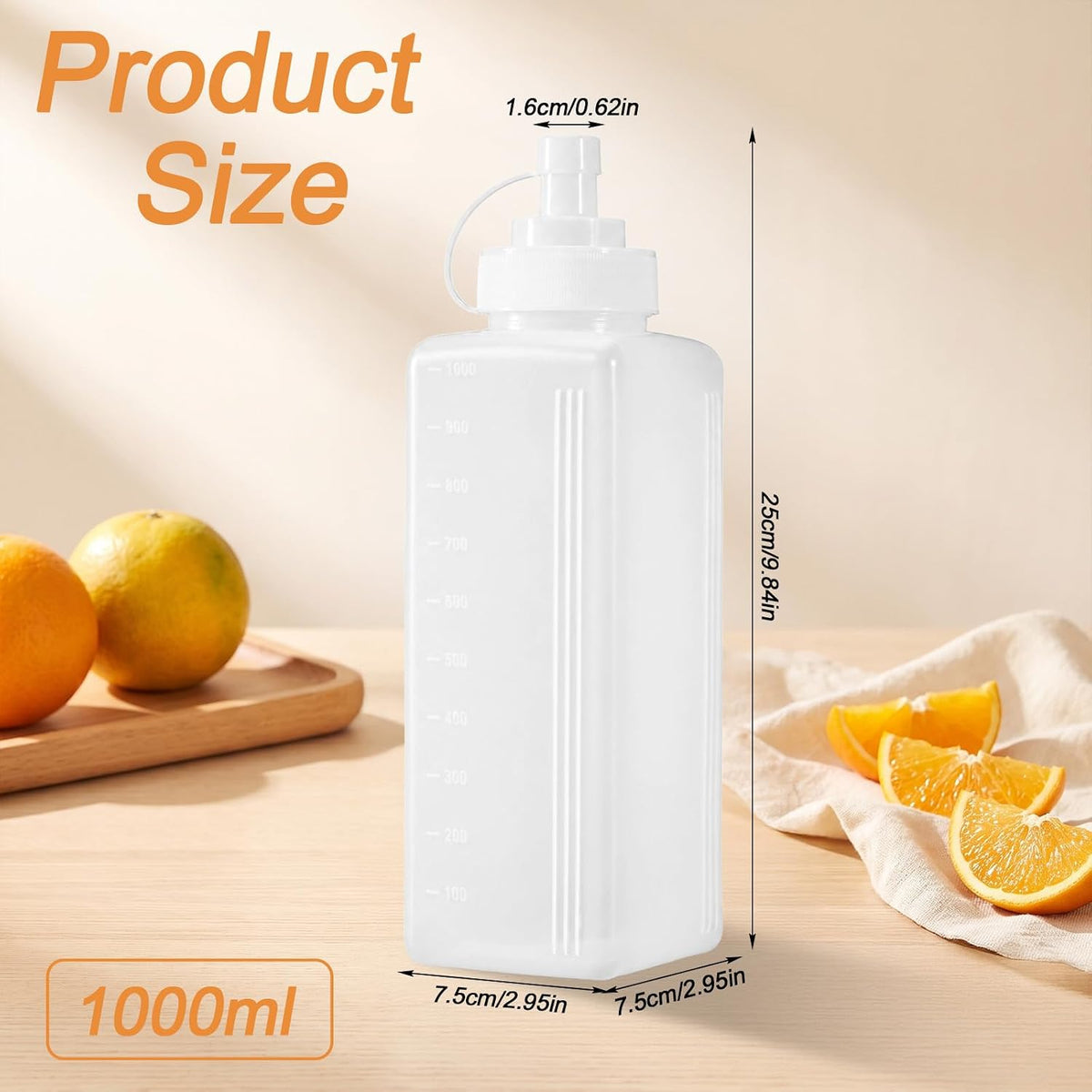 SHENLIU Wide Mouth Squeeze Bottle, 27oz Salad Dressing Dispenser Container