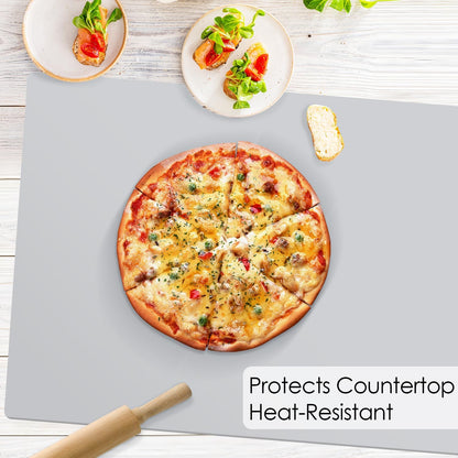 Extra Large Dark Green Countertop Mat - Silicone Table Kitchen Desk Mat - Non-Slip & Heat Resistant - Dinner Placemat Pastry Dough Rolling Mat - Colors A