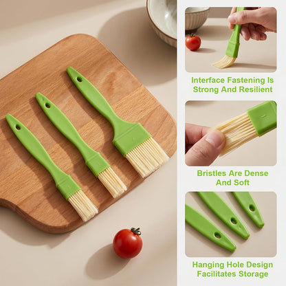 Amaxiu 3 Pcs Pastry Brush Set, 1in and 2in Bristle Basting Brush