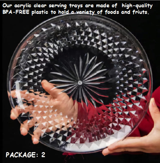 Knc Acrylic Clear Round Appetizer Serving Tray,12 Inch Snack Food Nut and Candy Serving Plate Veggie Fruit Dish Platter Garnish for Bar Home Restaurant (Round tray)