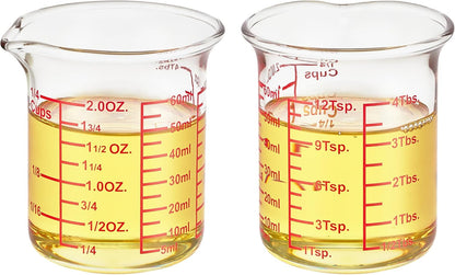 3 Piece Glass Measuring Cup Set, Includes 1/2-Cup, 1-Cup, and 2-Cup High Borosilicate Glasss Liquid Measuring Cups, Dishwasher, Freezer, Microwave, and Preheated Oven Safe, Essential Kitchen Tools