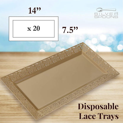 Rectangle White Serving Tray (2-Pack) - 17.5" Disposable Serving Platter for Appetizer, Fruits & Serving Dishes | Perfect Plastic Tray For Party Serveware