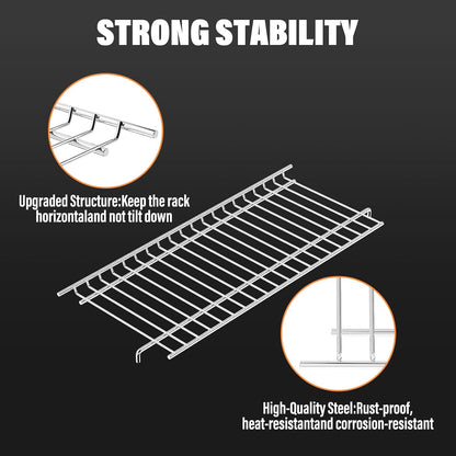 Utheer 2-Pack Griddle Warming Rack for Blackstone 28" Griddles, Stainless Steel Flat Top Grill Accessories | Reversible Rack Adds Prep Space, Foldable Clip-On Design Expands Cooking & Holding Area