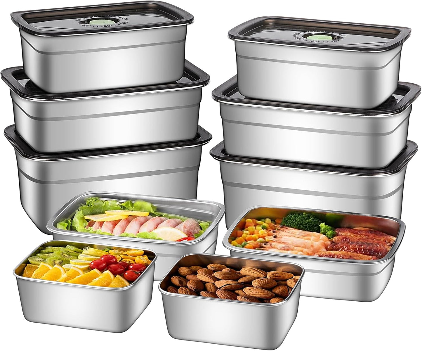 GIUOIDUO stainless steelFood Storage Containers setsstorage box with lidfreezer FrozenKitchen tray with lidOven plateSide dish plate Freezer & Dishwasher Safe