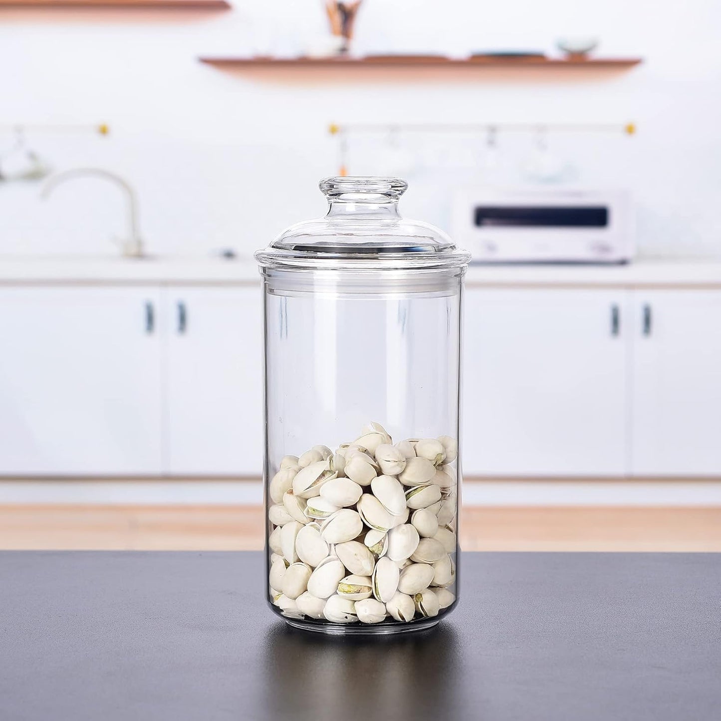 64 oz Reinforced Large Acrylic Canister with Locking Clamp, Airtight Flip Jar | Food Storage Container for Flour, Sugar, Coffee, Candy, Cookie etc