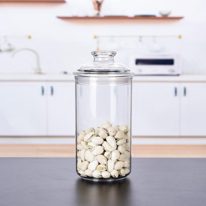 64 oz Reinforced Large Acrylic Canister with Locking Clamp, Airtight Flip Jar | Food Storage Container for Flour, Sugar, Coffee, Candy, Cookie etc