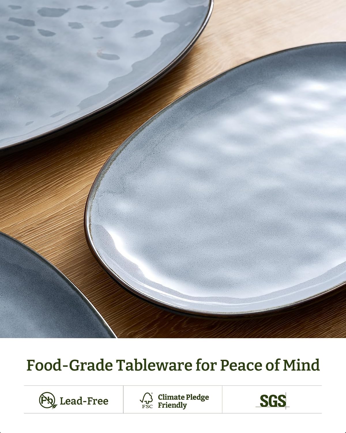 famiware Serving Platter, Oval 15.59/14.3/12.9inch Serving Dishes for Entertaining, Serving Bowls, Microwave Safe, Stoneware Serving Trays for Party, Food, Turkey, Cheese, Ocean Series, Vanilla White