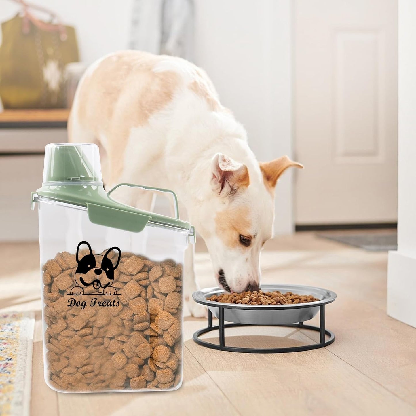 Dog Food Storage Container Airtight Portable Dog Food Container with Handled Lid and Pour Spout,Food Storage for Dog Dry Food Small Pet Food Container with Measuring Cup for Home, Travel,2.8L