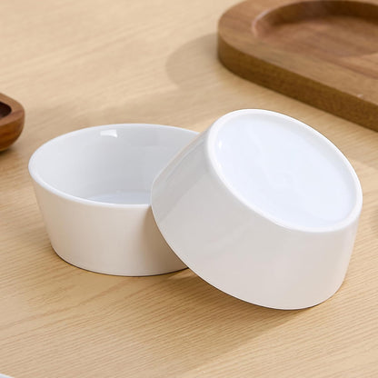 6oz White Ceramic Chips and Dip Serving Platter For Olive Cracker Tray,Small 4Inch Bowls Cranberry Sauce Relish Dish for Appetizer,Side Dishes,Cheese ball,Dipping,Dessert,Salsa,Tapas