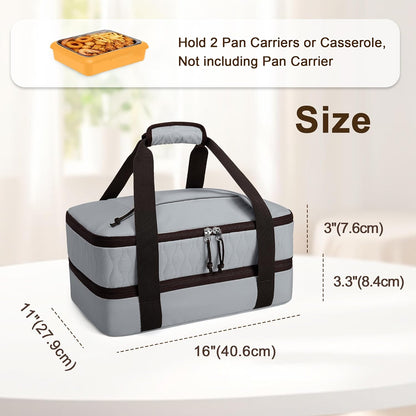 Trunab Insulated Casserole Carrier for Hot or Cold Food, Double Thermal Food Containers, Fit 9x13 Inches Baking Dish Foil Pans, For Picnic Cookouts, Potluck Parties, Beach,Beige (Beige)