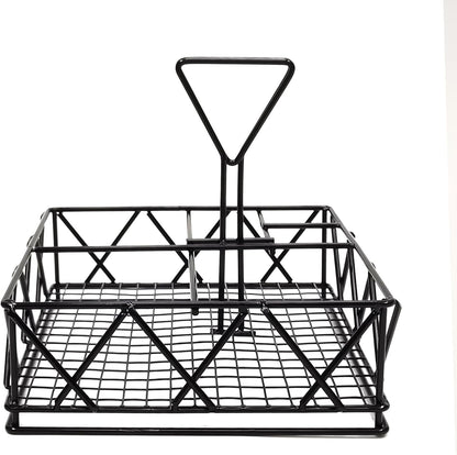 FixtureDisplays® 8 X 8 X 7 Tabletop Condiment Caddy Black Metal Wire Condiment Organization Caddie 19694-NF