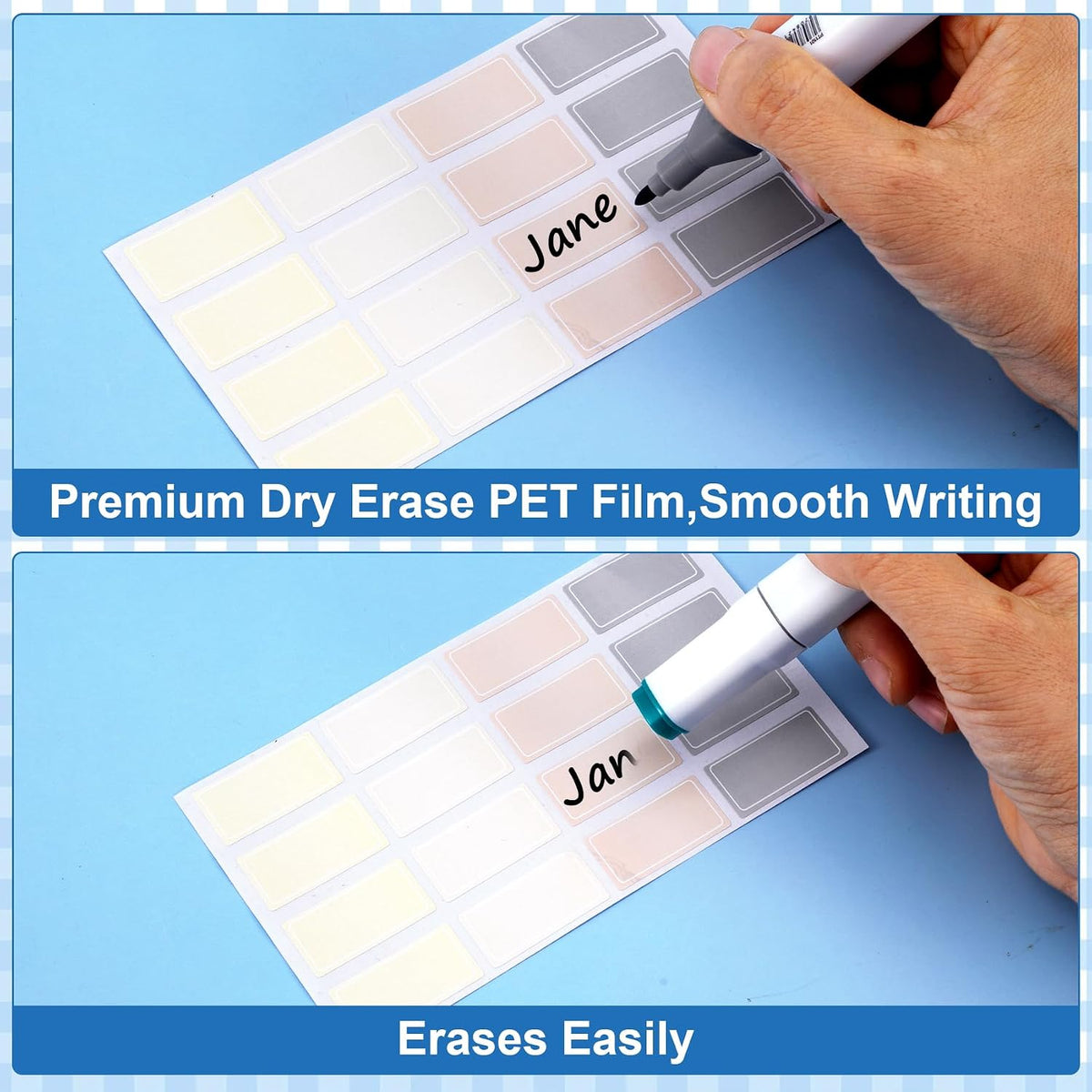 480 Pcs Dry Erase Labels, Dry Erase Stickers, Waterproof Sticker Labels, Removable Labels Easy Peel Off, Reusable Sticky Notes for Food Containers, Office (Retro, Small)
