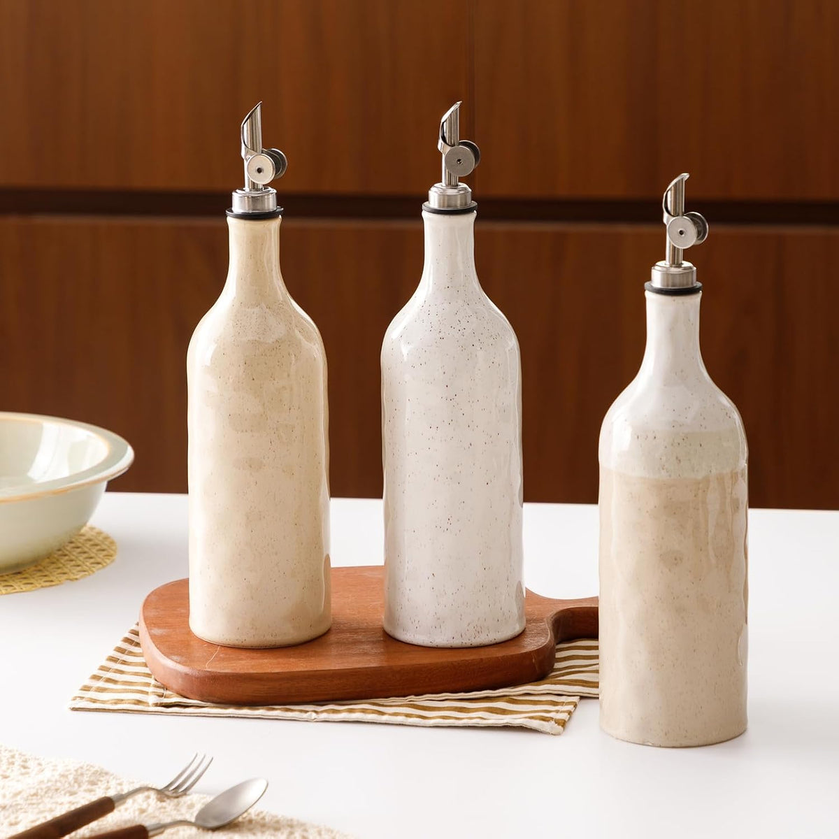 Olive Oil Dispenser Bottle for Kitchen, 23 Oz Large Ceramic Oil Dispenser